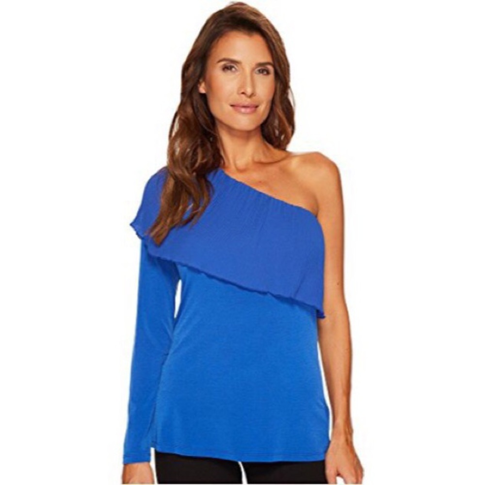 MICHAEL Michael Kors Pleated One Shoulder LS Top